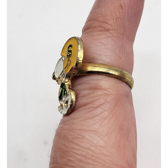 VTG Peanuts Snoopy Adjustable Ring State Football Aviva United Features TINY! - Picture 3 of 10